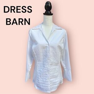 Dress Barn White Shirt Pleated Button Down Long Sleeve Cotton Women’s Petite XL